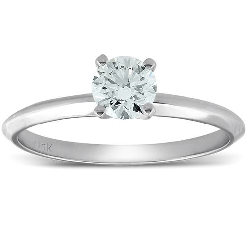 Bliss Diamond Vvs1 1/3ct Round Solitaire Diamond Engagement Ring 14k Gold In 14k White Gold