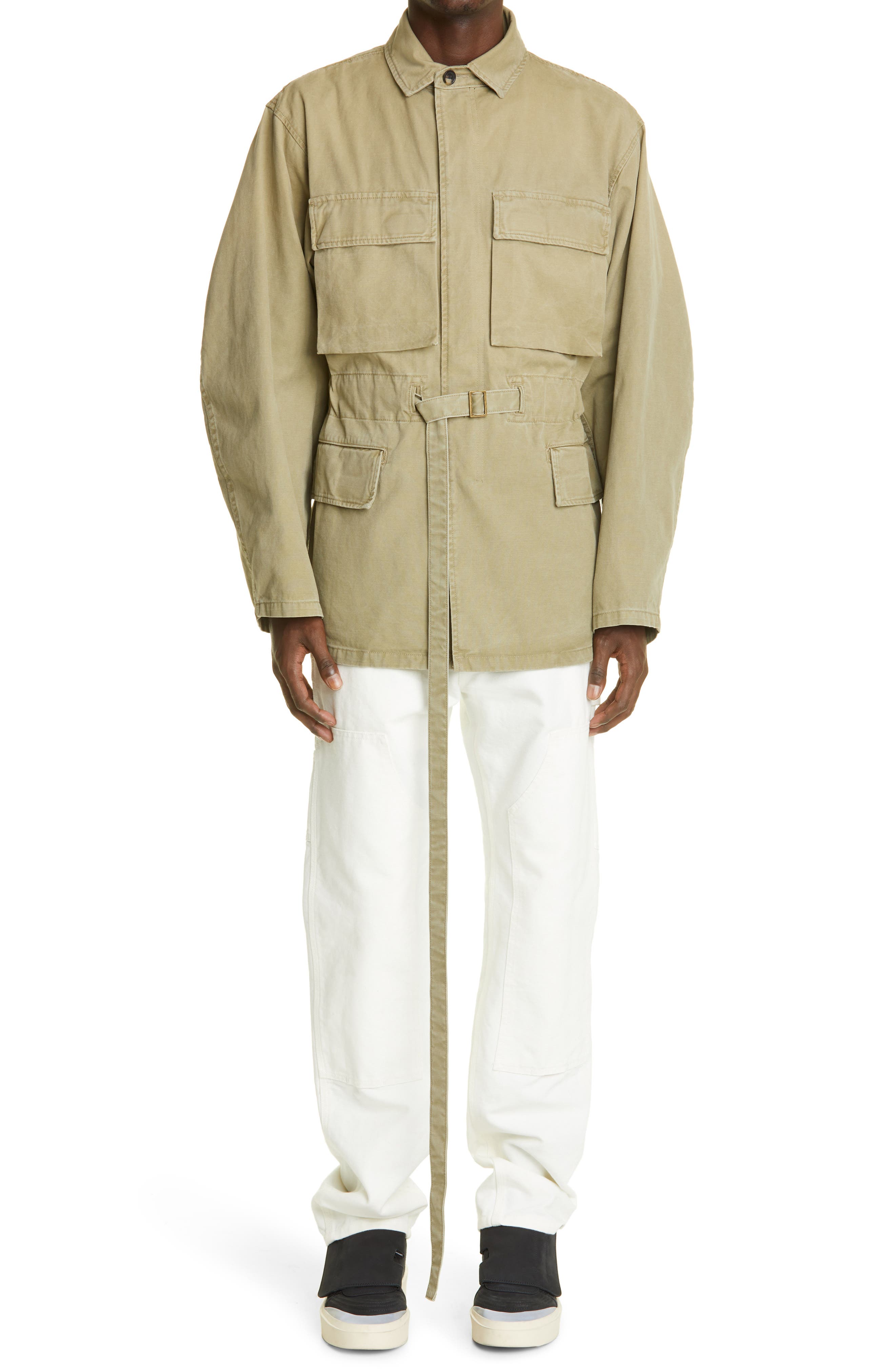 Fear of God Parachute Belted Canvas Jacket in Army at Nordstrom, Size Small