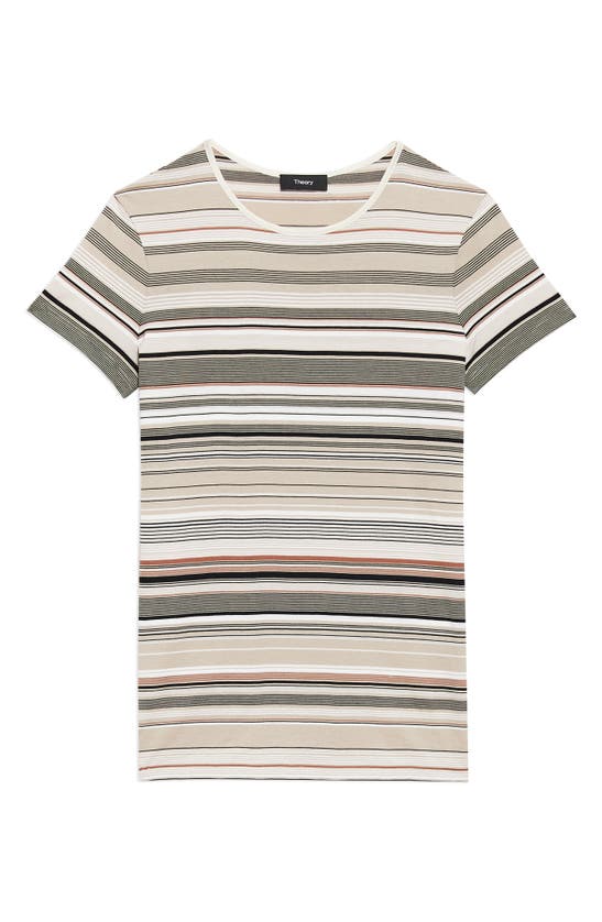 Theory Stella Slim Stripe Organic Cotton T-shirt In Multi