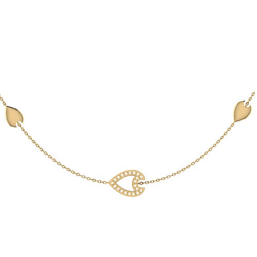 Shop Luvmyjewelry Avani Raindrop Layered Sterling Silver Diamond Necklace In 14kt Gold Vermeil On Sterling