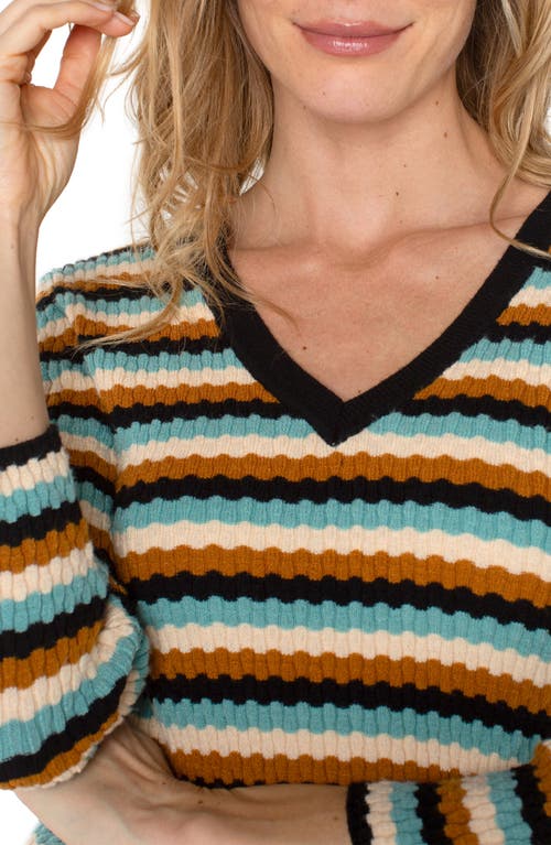 Shop Liverpool Los Angeles Stripe Textured Sweater In Ocean Multi Stripe