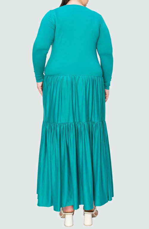 Shop L I V D Long Sleeve Maxi Dress In Jade