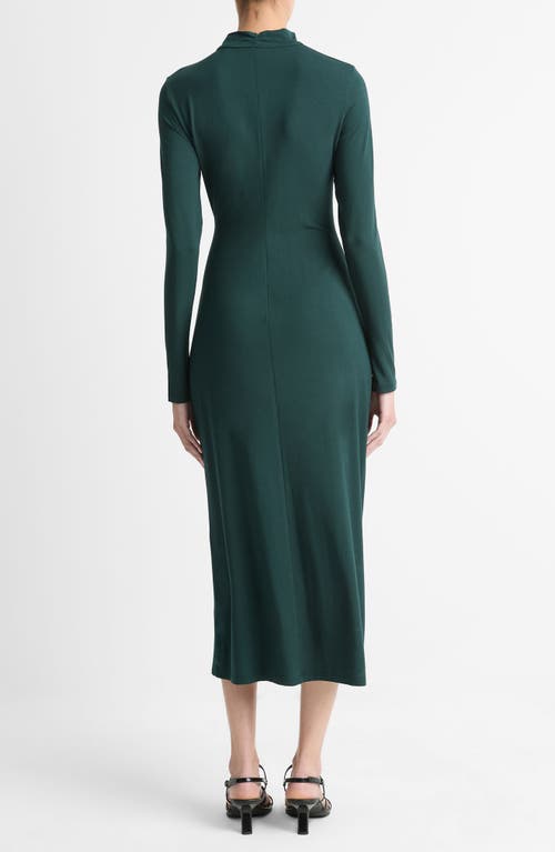 Shop Vince Long Sleeve Silk Knit Midi Dress In Juniper