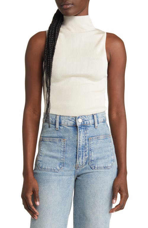 & Other Stories Rib Sleeveless Funnel Neck Top in White