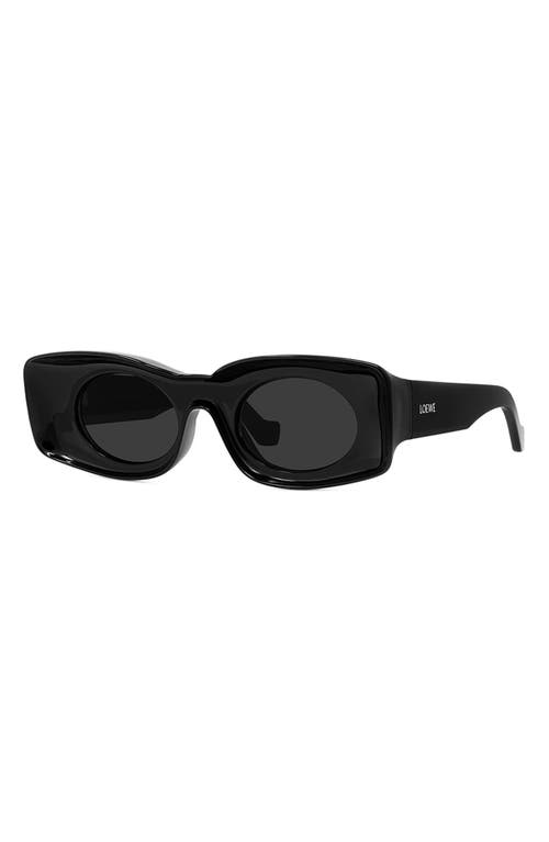 Shop Loewe X Paula's Ibiza 49mm Rectangular Sunglasses In Shiny Black/smoke