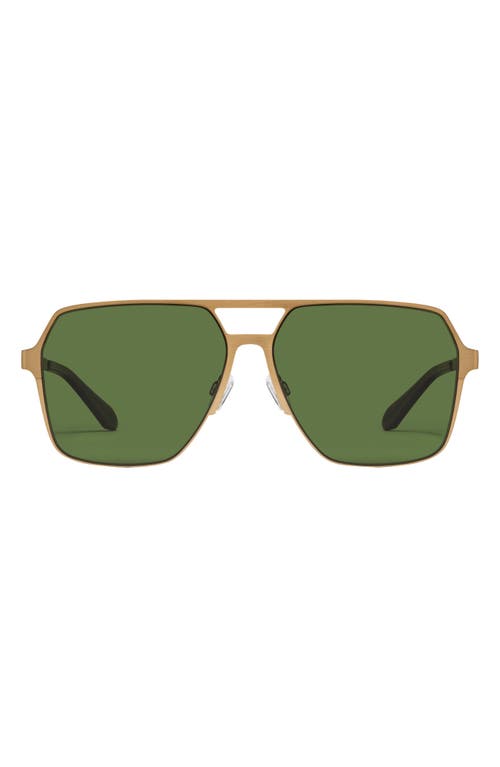Quay Australia Backstage Pass 52mm Aviator Sunglasses In Bronze/green Polarized