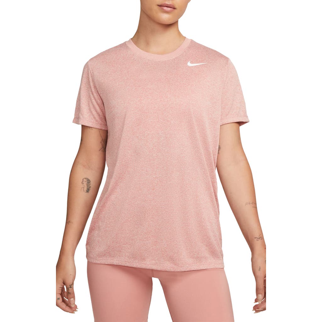 Shop Nike Dri-fit Crewneck T-shirt In Red Stardust/pure