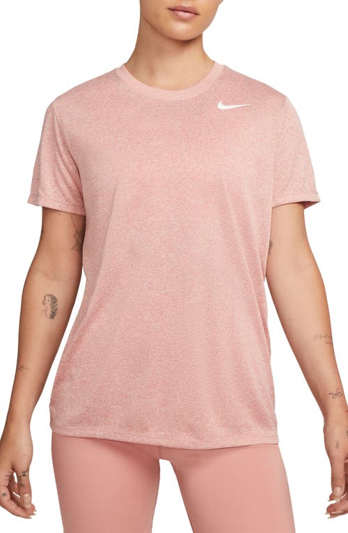Shop Nike Dri-fit Crewneck T-shirt In Red Stardust/pure