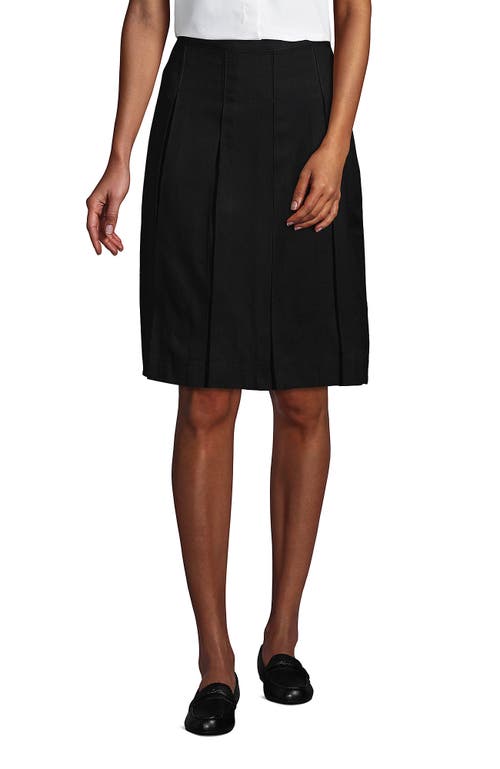 Lands' End School Uniform Solid Box Pleat Skirt Top Of Knee In Black