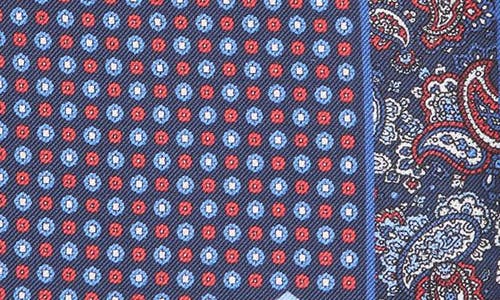 Clifton Wilson Paisley Silk Pocket Square In Blue