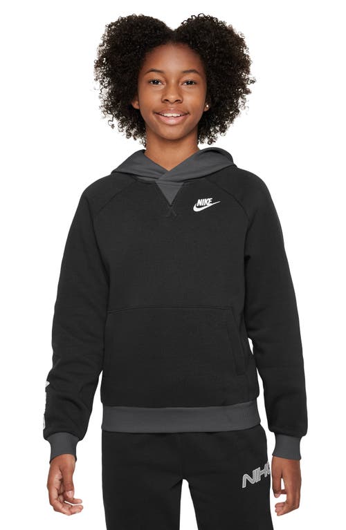 Nike Kids' Amplify Club Pullover Hoodie in Black/Smoke Grey/White at Nordstrom, Size Xs