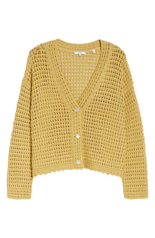Vince Crochet Cropped Cardigan In Warm Sand
