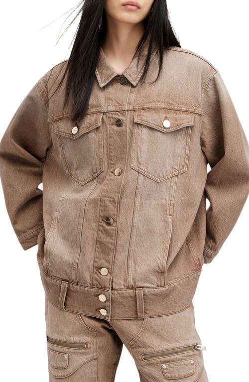 Shop Allsaints Willow Oversize Denim Jacket In Light Brown