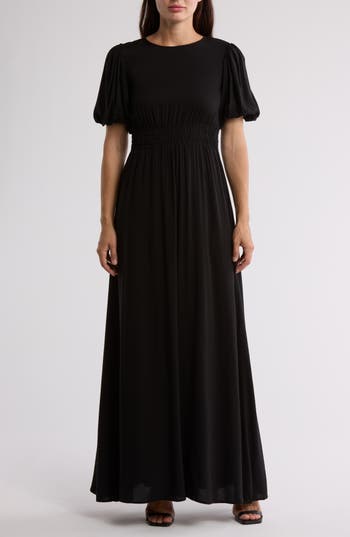 By Design Ophelia Puff Sleeve Maxi Dress In Black
