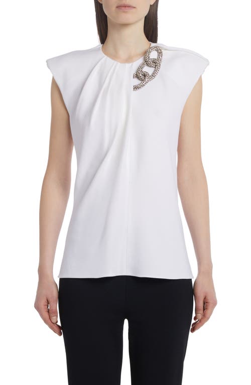 Falabella Crystal Links Knit Top in 9001 White