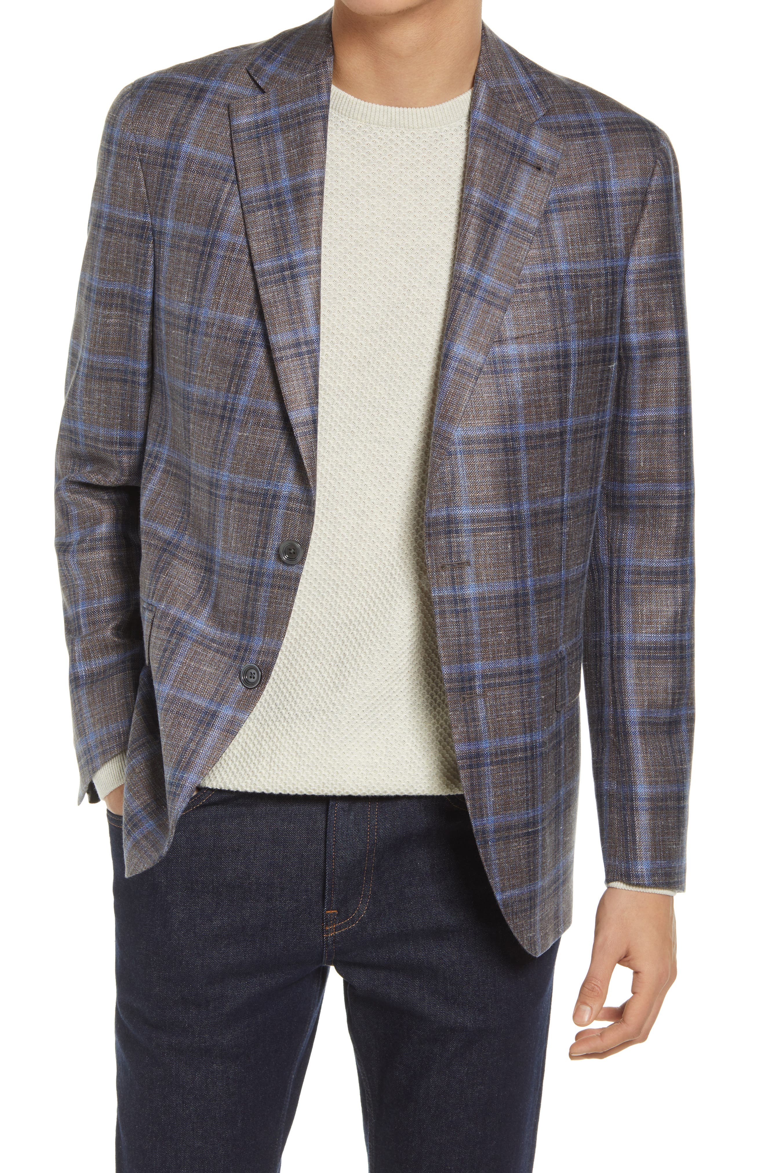 brown plaid blazer mens