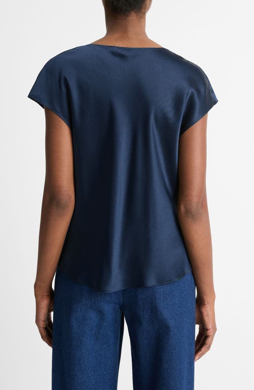 Shop Vince Cowl Neck Silk Blouse In Coastal Blue