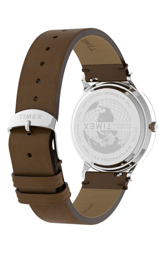 Shop Timex Waterbury Classic Leather Strap Watch, 40mm In Brown