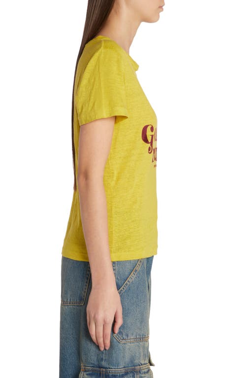 Golden Goose The Golden Run Linen T-shirt In Maize/windsor Wine