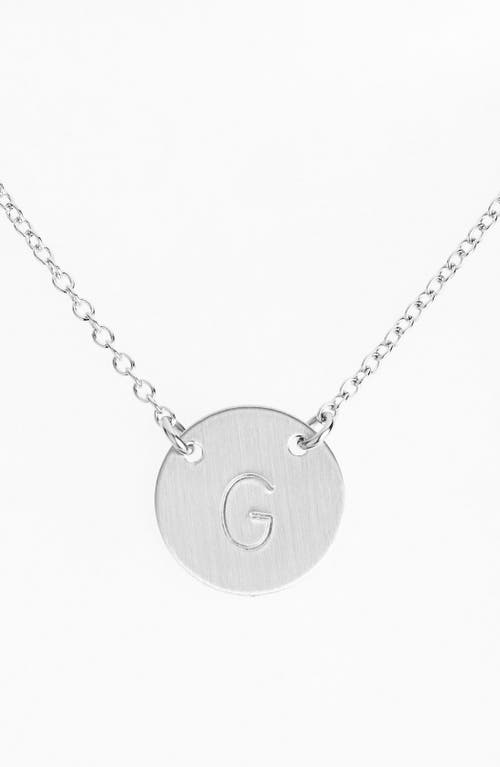 Sterling Silver Initial Disc Necklace in Sterling Silver G