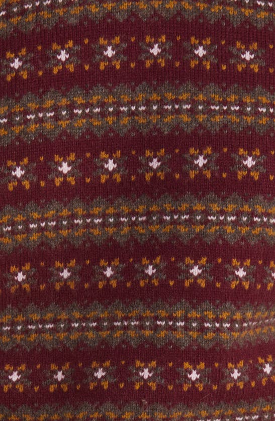 Faherty Highland Fair Isle Puff Sleeve Sweater In Maroon Multi