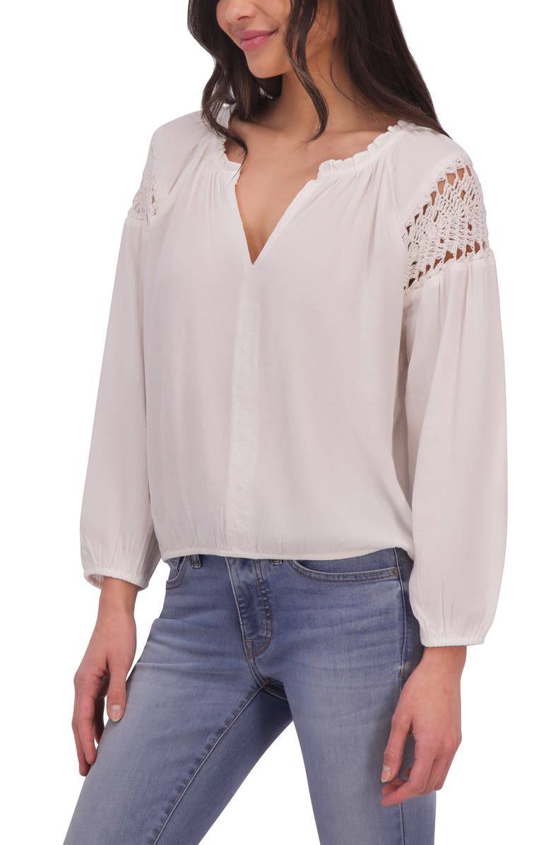 Lucky Brand Crochet Accent V Neck One Piece Size S