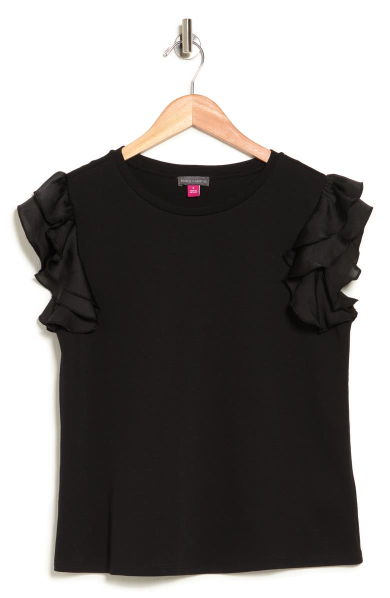 Vince Camuto Tiered Ruffle Sleeve Cotton Blend Top | Nordstrom