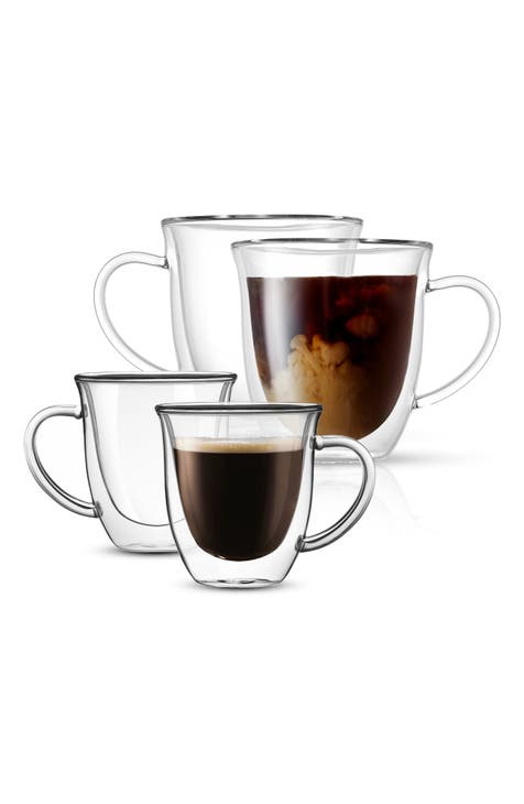 JoyJolt Pila Double Walled Espresso Glasses - Set of 4 Stackable Espresso  Glass Cups - 3 oz