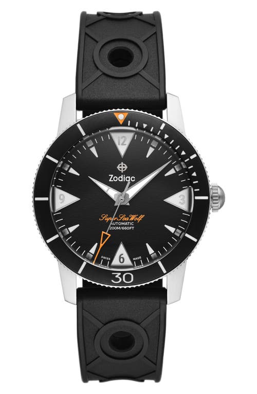 Shop Zodiac Super Sea Wolf Rubber Strap Watch, 39mm In Black