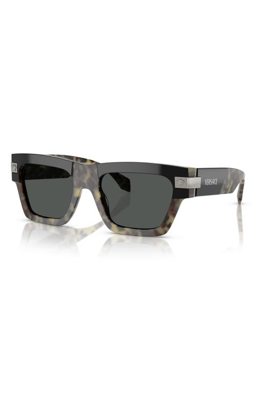 Versace 52mm Rectangular Sunglasses In Havana