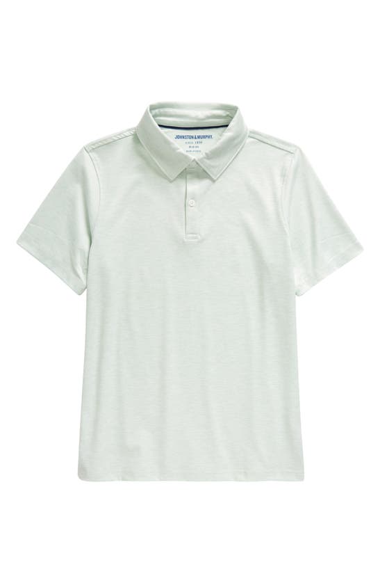 Shop Johnston & Murphy Kids' Micro Stripe Polo In Green