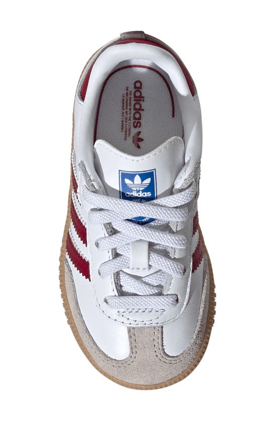 Shop Adidas Originals Kids' Samba Sneaker In White/ Burgundy/ Gum 3