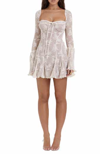 NWT Rasario Silk Lace Corset Mini Dress Long Sleeve Crop Top