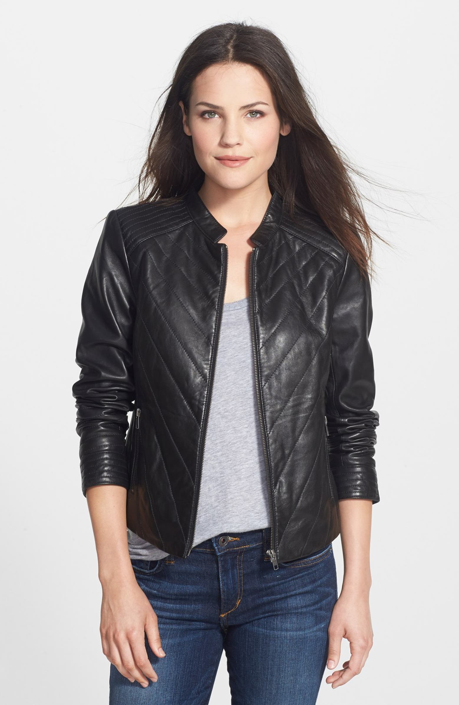 Halogen® Quilted Leather Jacket | Nordstrom