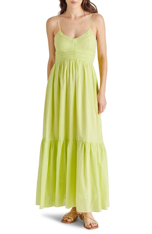 Ophra Ruffle Hem Poplin Maxi Dress in Golden Lime