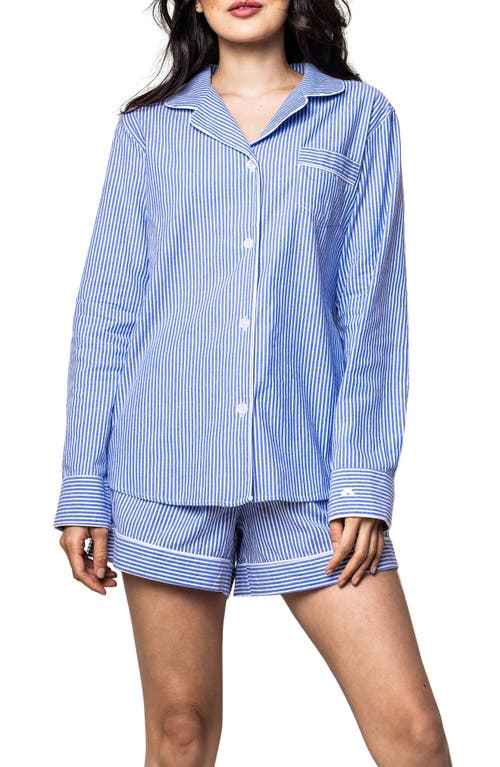 Petite Plume Seersucker Stripe Short Pajamas Blue at Nordstrom,