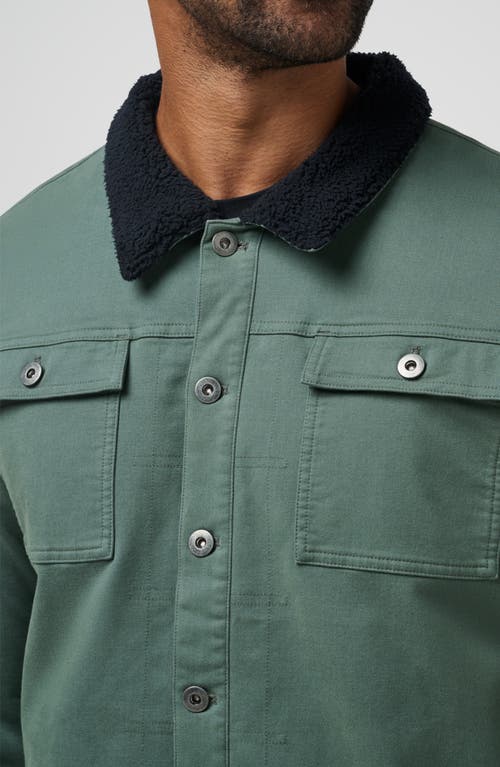 Shop Travismathew Cloud Denim Fleece Collar Jacket In Balsam Green