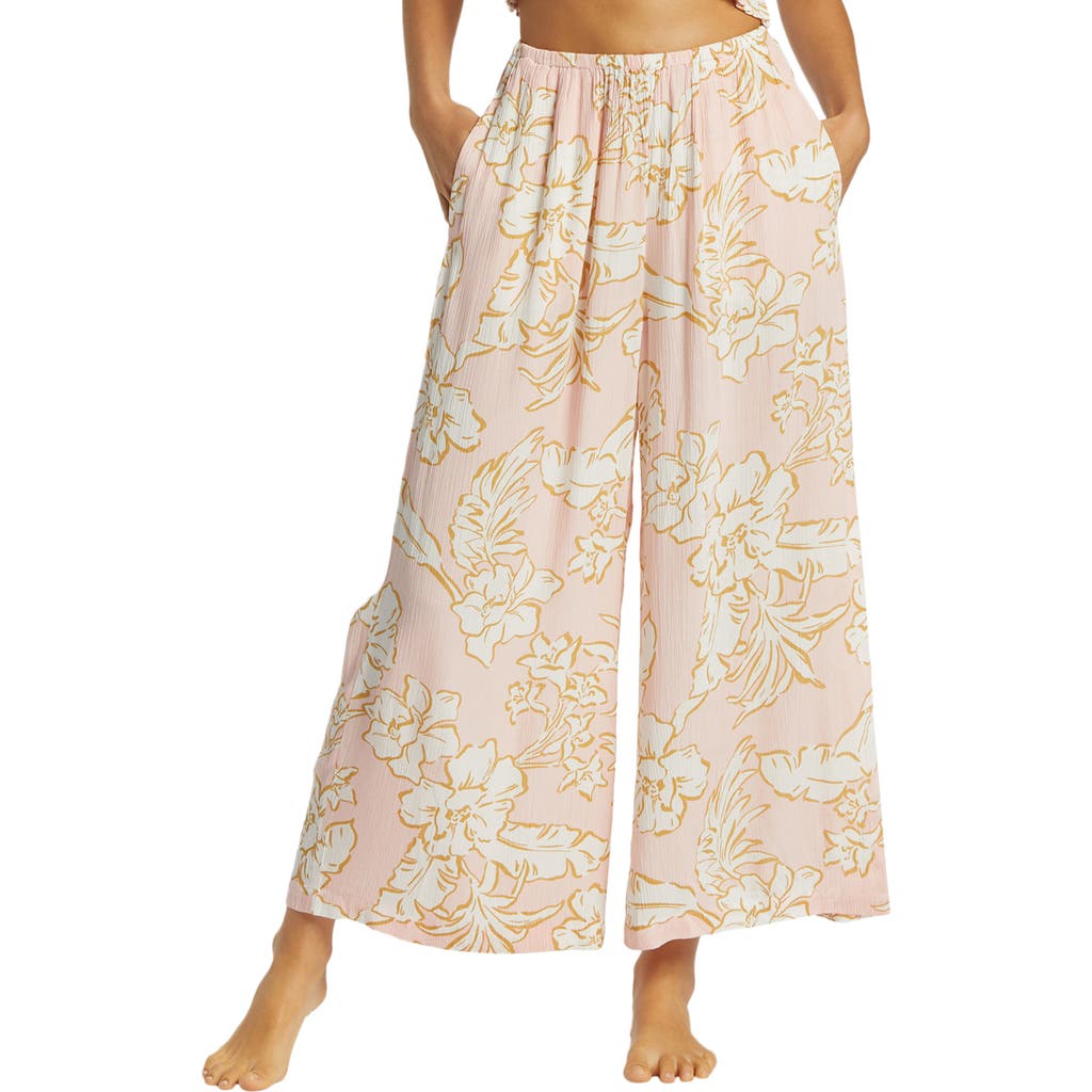 Billabong Sun Catcher Floral Print Wide Leg Pants In Feelin Peachy