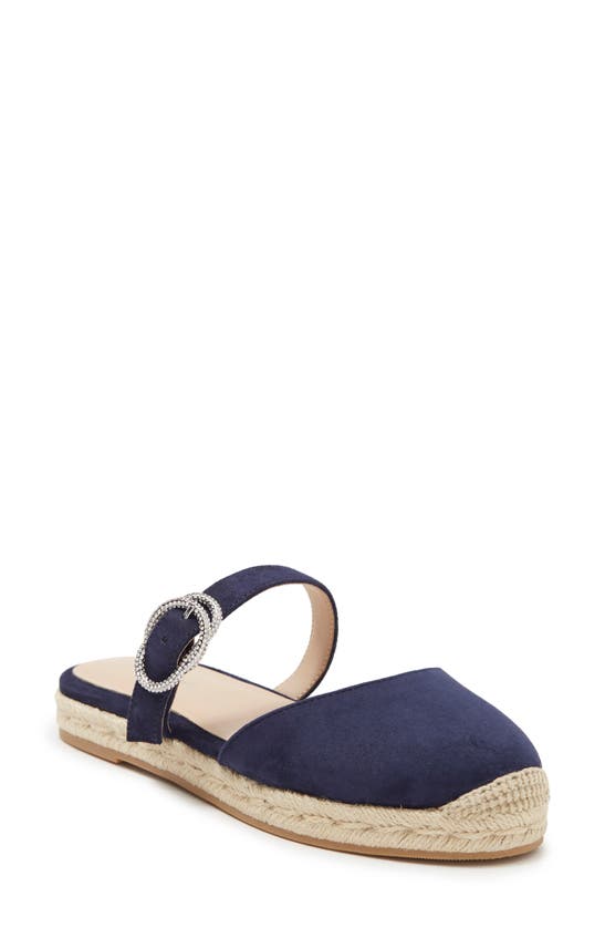 Stuart Weitzman Crystal Buckle Espadrille Mule In Nice Blue