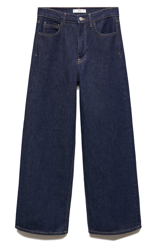 Mango Low Rise Wide Leg Jeans In Open Blue