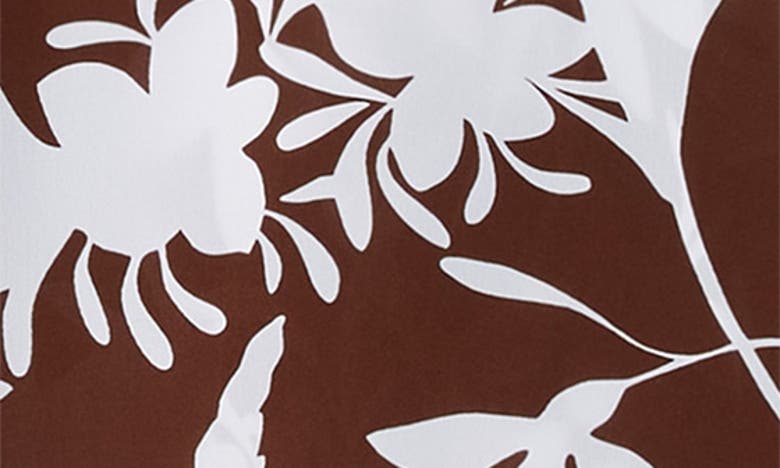 Shop Michael Kors Shadow Floral Print Long Sleeve Silk Crêpe De Chine Shirtdress In Nutmeg/ Optic White
