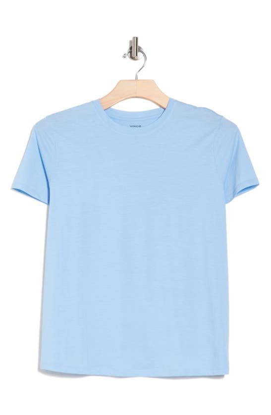 Shop Vince Essential Pima Cotton T-shirt In Cerulean