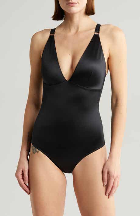 Body Beautiful Smooth and Silky Bodysuit Shaper with Built-in Wire Bra and  Sexy Lace Trims (Black, XL/40B)