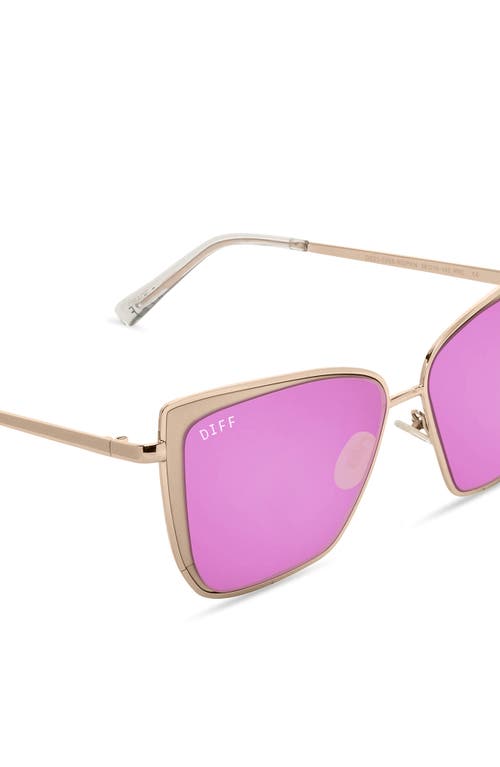 Diff 58mm Square Sunglasses In Rose Gold/pink Mirror Lens