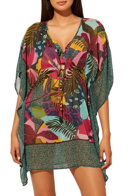 Click to view more detailed imagery on our partner's website Bleu By Rod Beattie Jungle Book Chiffon Cover-up Caftan In Multi