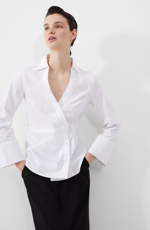 Shop French Connection Isabelle Asymmetric Cotton Shirt In Linen Whit