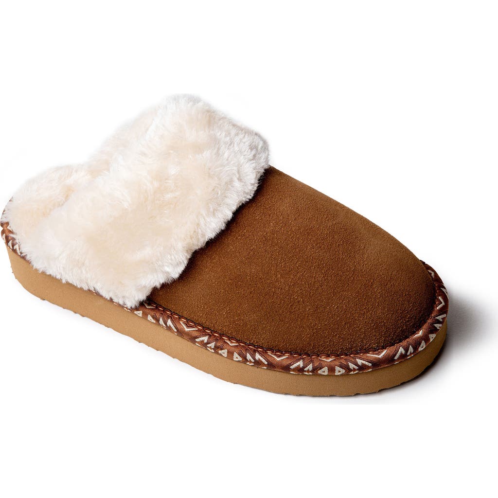 Minnetonka Cerise Faux Fur Lined Slipper In Tan