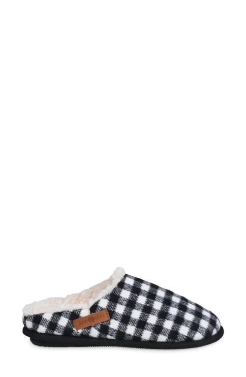 Gaahuu Buffalo Check Faux Shearling Lined Slipper In Black/white