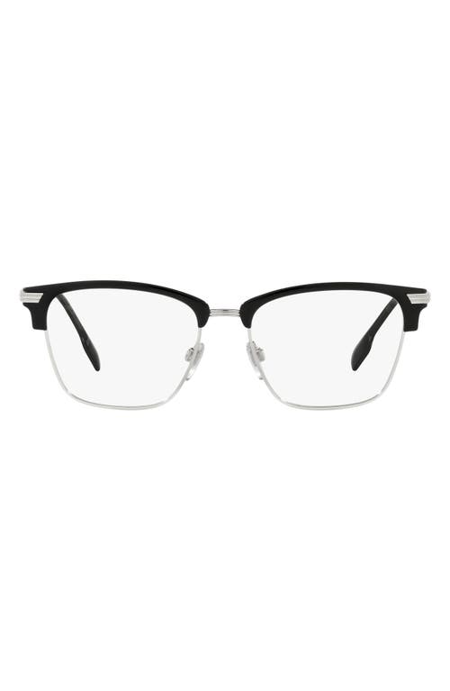 burberry Pearce 53mm Square Optical Glasses in Black/Silver at Nordstrom