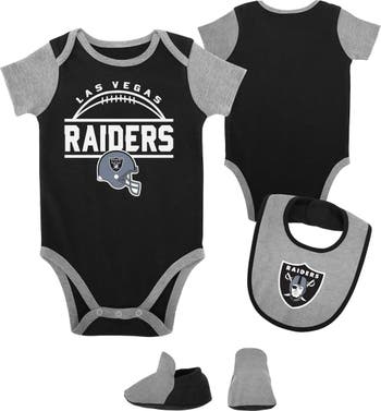 Outerstuff Newborn & Infant Black/White/Heather Gray Las Vegas Raiders Three-Pack Eat, Sleep & Drool Retro Bodysuit Set at Nordstrom, Size 0-3M